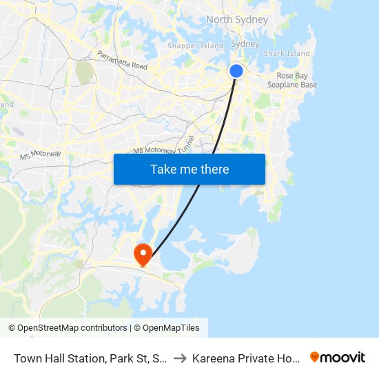 Town Hall Station, Park St, Stand J to Kareena Private Hospital map