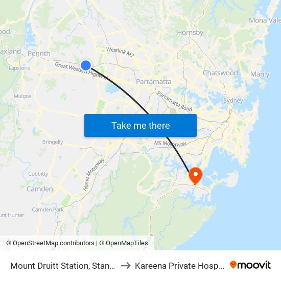 Mount Druitt Station, Stand H to Kareena Private Hospital map