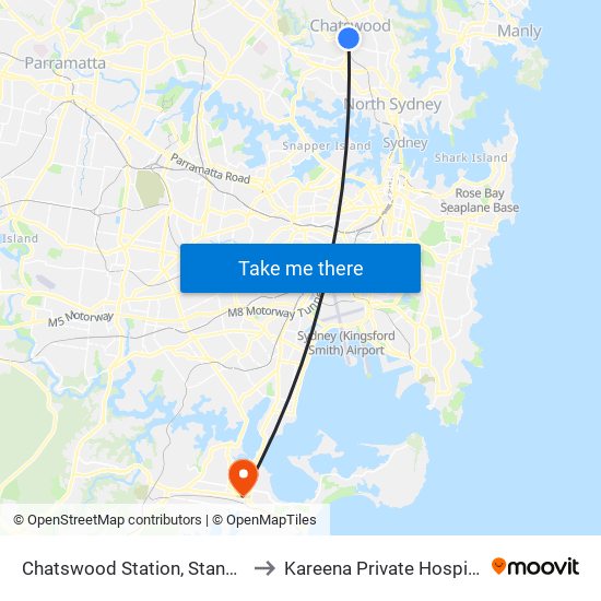 Chatswood Station, Stand C to Kareena Private Hospital map