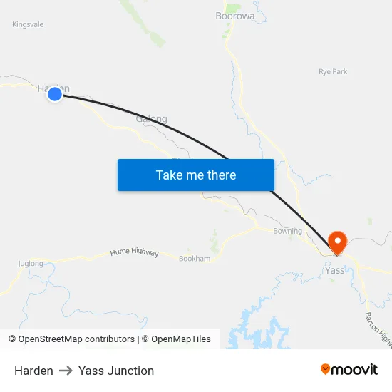 Harden to Yass Junction map