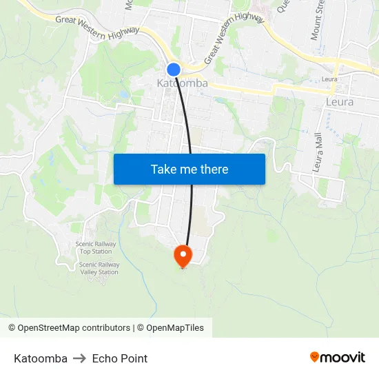 Katoomba to Echo Point map