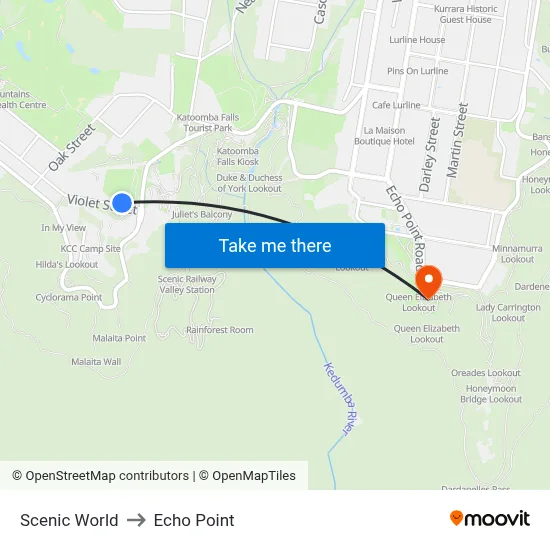 Scenic World to Echo Point map
