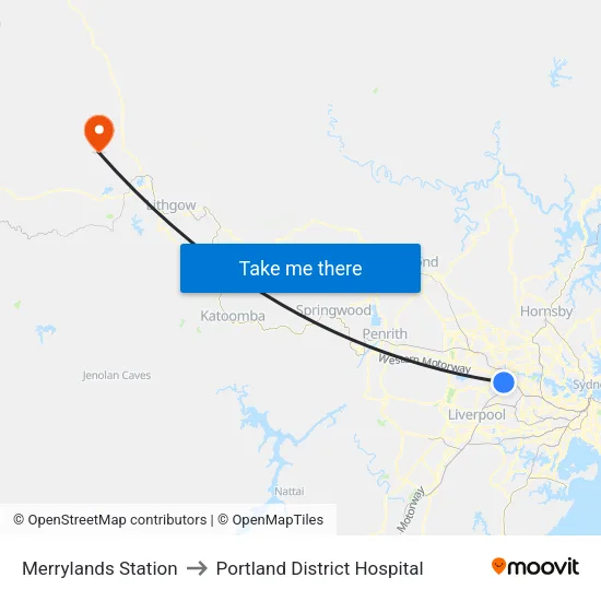 Merrylands Station to Portland District Hospital map