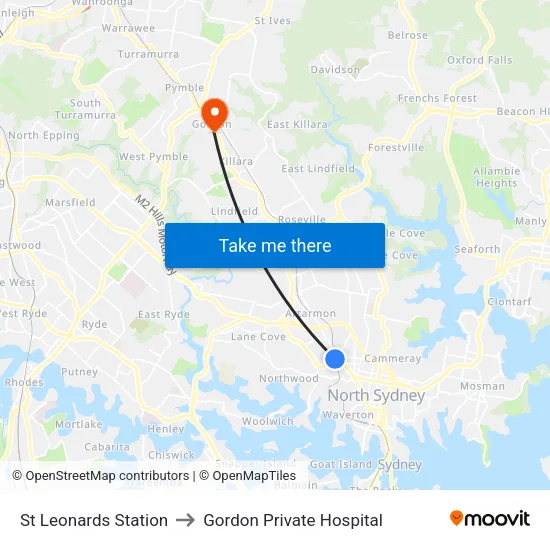 St Leonards Station to Gordon Private Hospital map