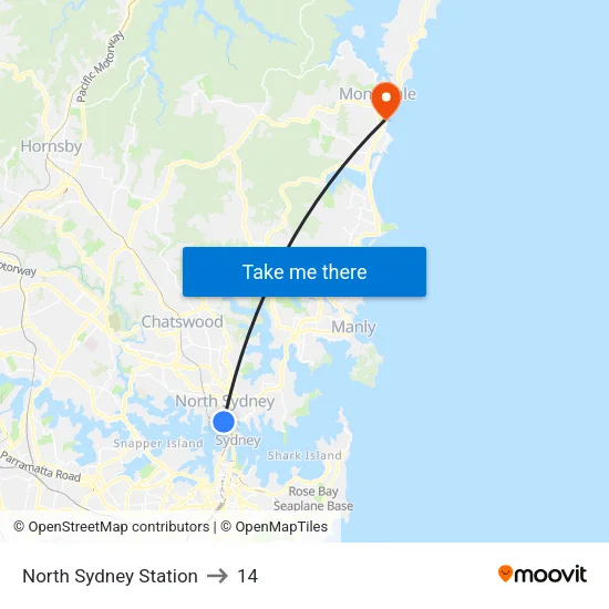 North Sydney Station to 14 map