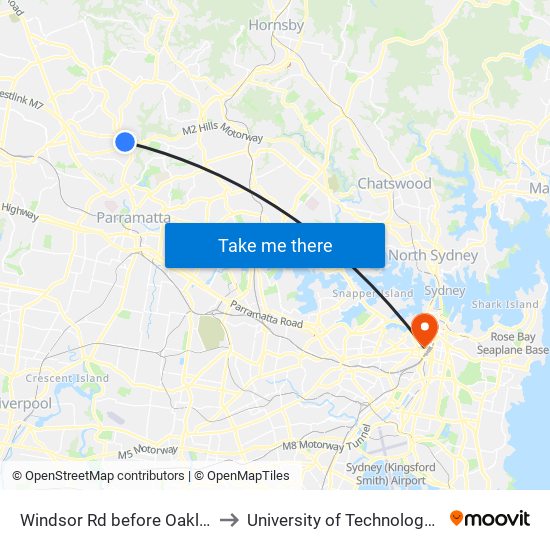 Windsor Rd before Oakland Ave to University of Technology Sydney map