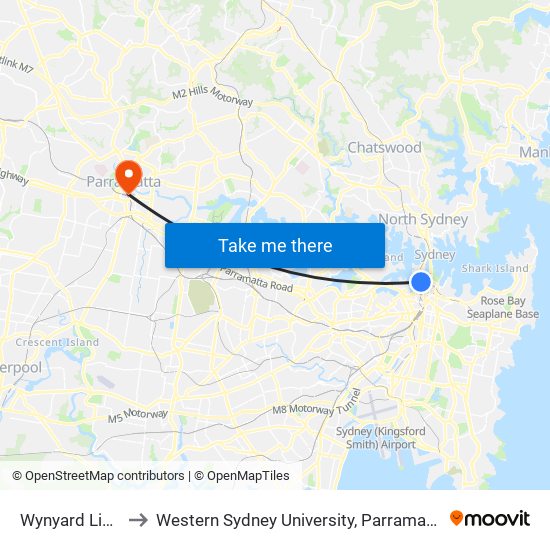 Wynyard Light Rail to Western Sydney University, Parramatta City Campus map