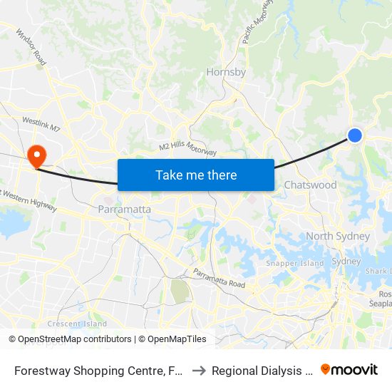 Forestway Shopping Centre, Forest Way to Regional Dialysis Centre map