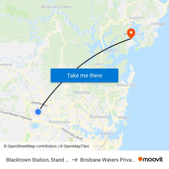 Blacktown Station, Stand M to Brisbane Waters Private map