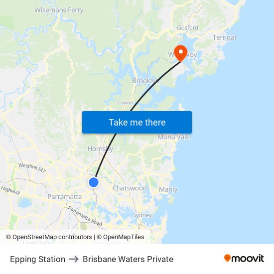 Epping Station to Brisbane Waters Private map