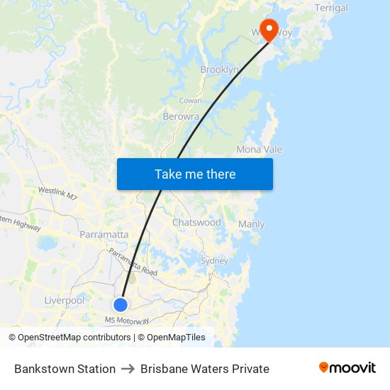 Bankstown Station to Brisbane Waters Private map
