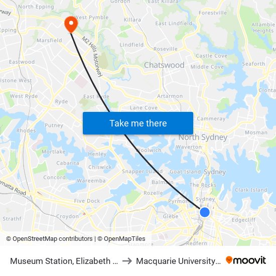 Museum Station, Elizabeth St, Stand C to Macquarie University Hospital map