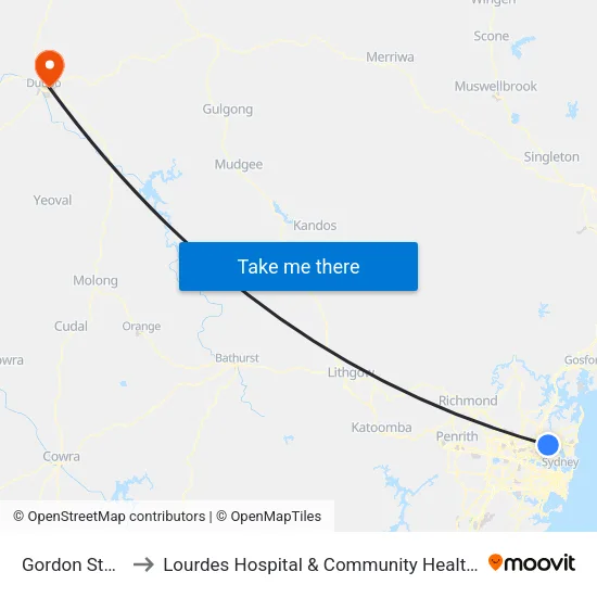 Gordon Station to Lourdes Hospital & Community Health Service map