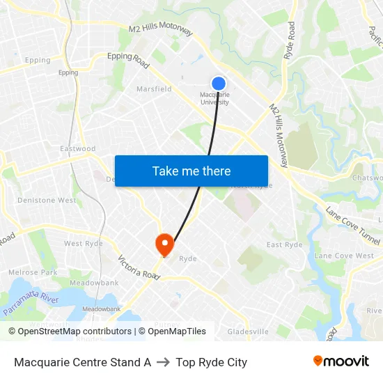 Macquarie Centre Stand A to Top Ryde City map