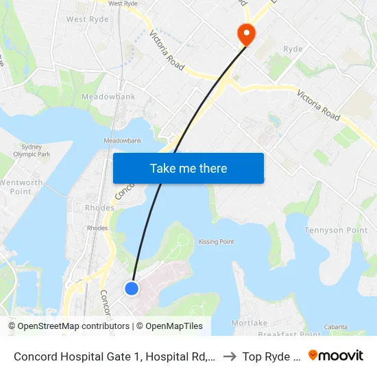 Concord Hospital Gate 1, Hospital Rd, Stand A to Top Ryde City map
