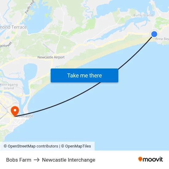 Bobs Farm to Newcastle Interchange map