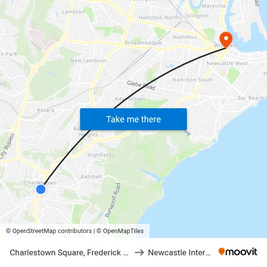 Charlestown Square, Frederick St, Stand D to Newcastle Interchange map