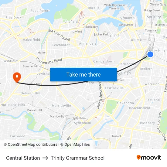 Central Station to Trinity Grammar School map