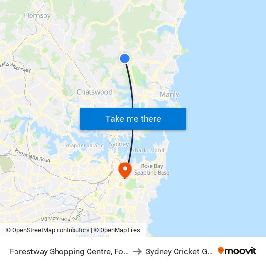 Forestway Shopping Centre, Forest Way to Sydney Cricket Ground map