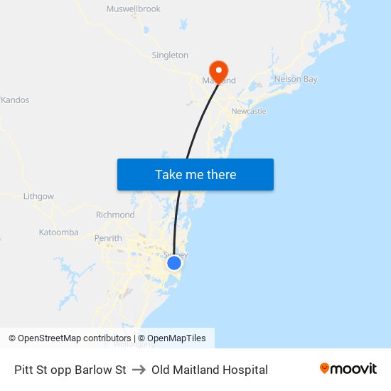 Pitt St opp Barlow St to Old Maitland Hospital map
