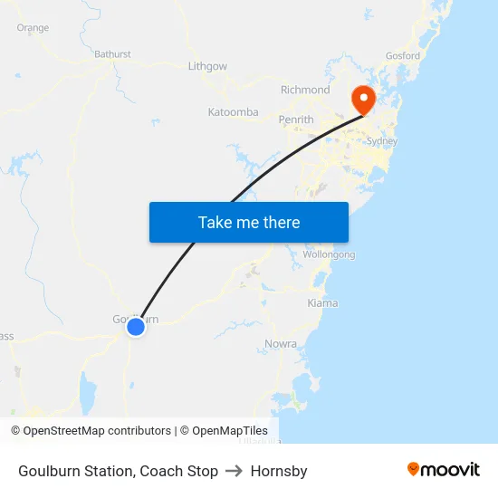 Goulburn Station, Coach Stop to Hornsby map