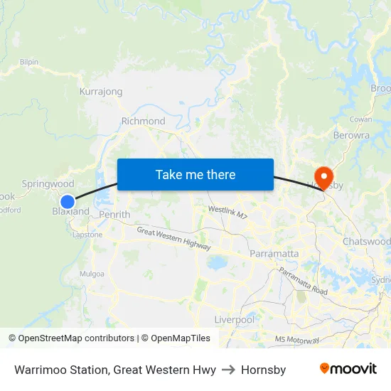 Warrimoo Station, Great Western Hwy to Hornsby map