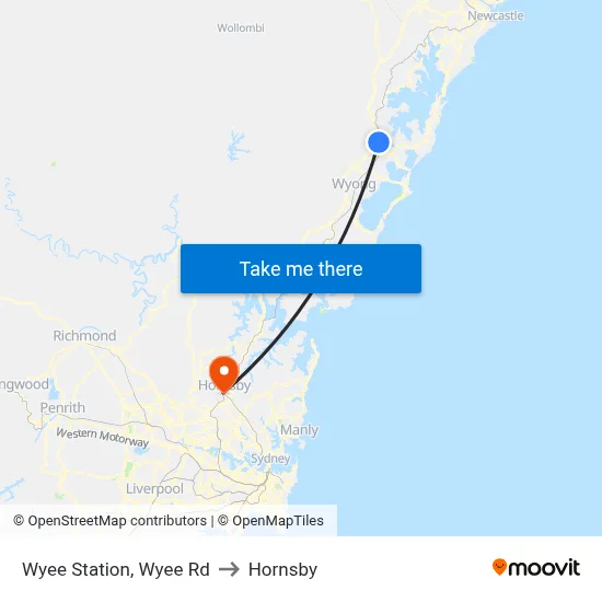 Wyee Station, Wyee Rd to Hornsby map