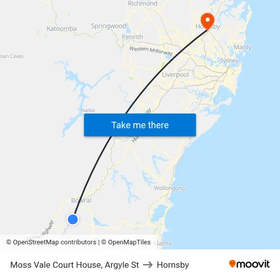 Moss Vale Court House, Argyle St to Hornsby map