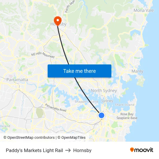 Paddy's Markets Light Rail to Hornsby map