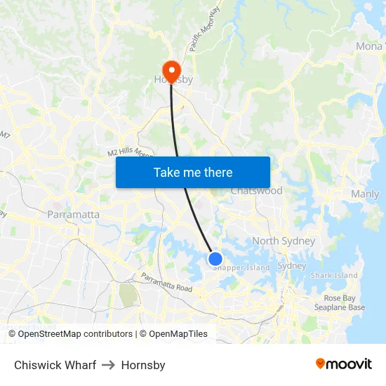 Chiswick Wharf to Hornsby map