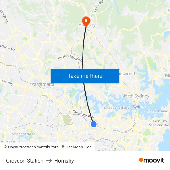 Croydon Station to Hornsby map
