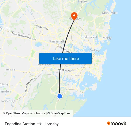 Engadine Station to Hornsby map