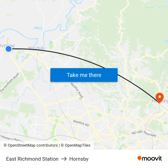 East Richmond Station to Hornsby map
