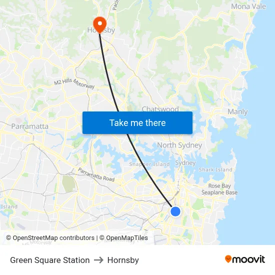 Green Square Station to Hornsby map