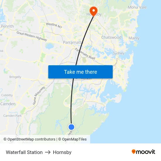Waterfall Station to Hornsby map