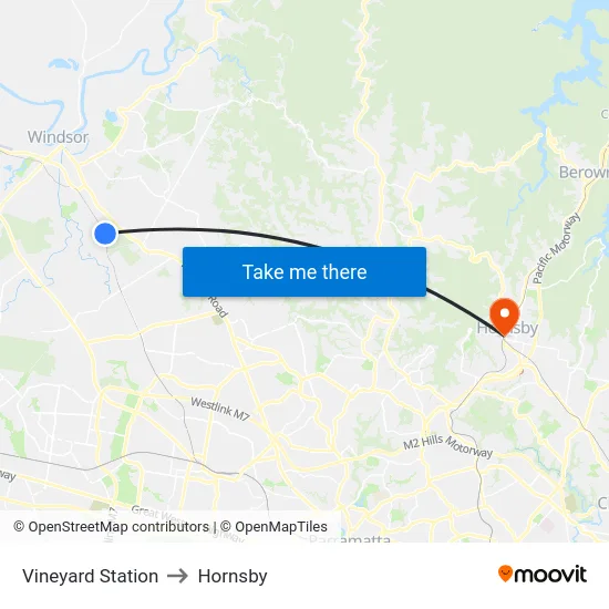 Vineyard Station to Hornsby map