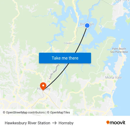 Hawkesbury River Station to Hornsby map
