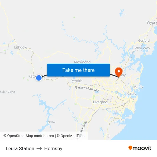 Leura Station to Hornsby map
