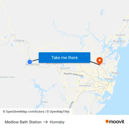 Medlow Bath Station to Hornsby map