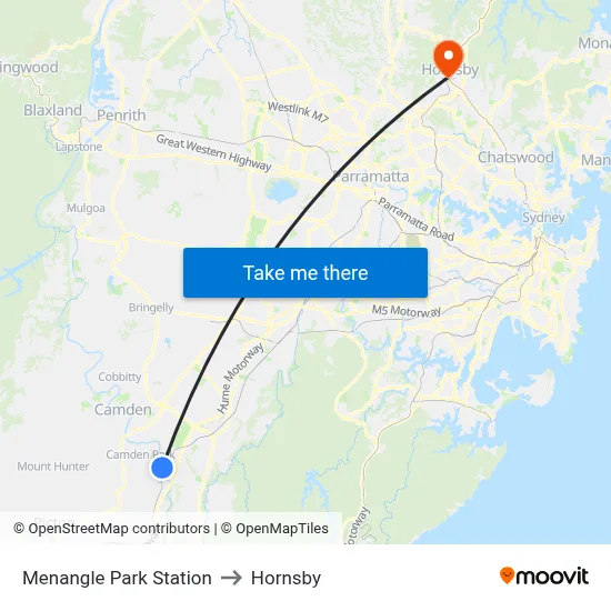 Menangle Park Station to Hornsby map