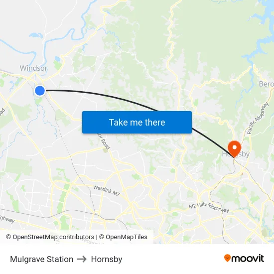 Mulgrave Station to Hornsby map