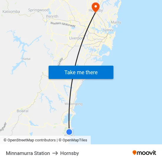 Minnamurra Station to Hornsby map