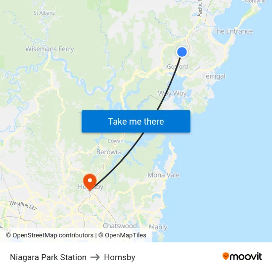 Niagara Park Station to Hornsby map