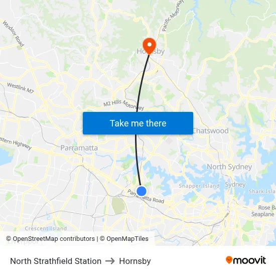North Strathfield Station to Hornsby map