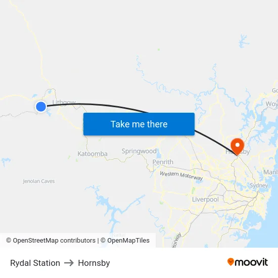 Rydal Station to Hornsby map