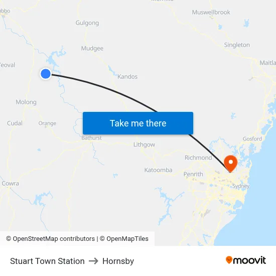 Stuart Town Station to Hornsby map