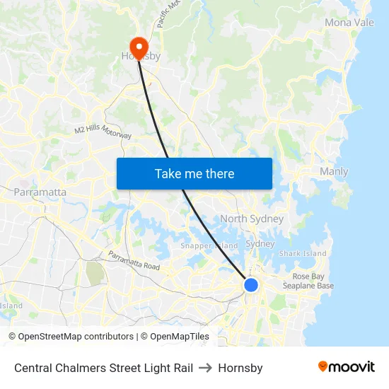 Central Chalmers Street Light Rail to Hornsby map