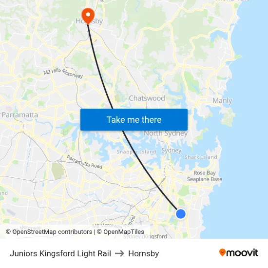 Juniors Kingsford Light Rail to Hornsby map