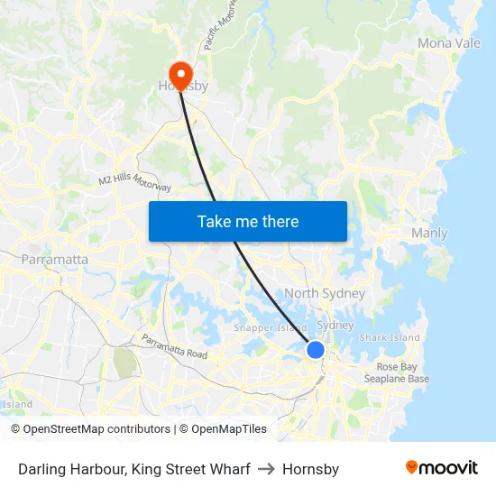 Darling Harbour, King Street Wharf to Hornsby map