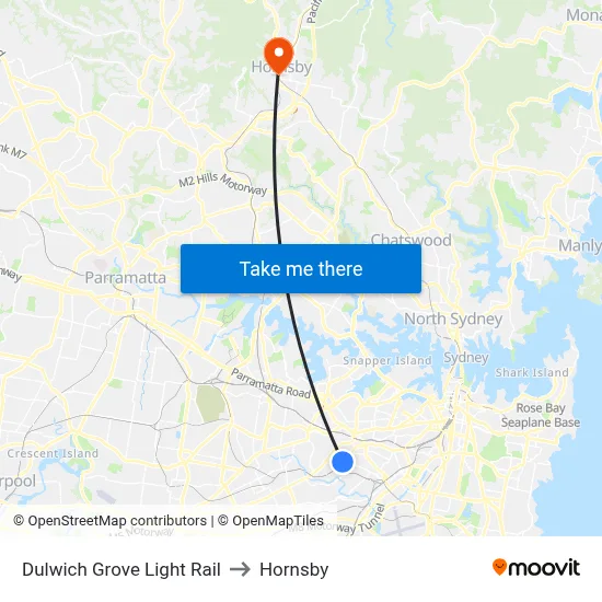 Dulwich Grove Light Rail to Hornsby map